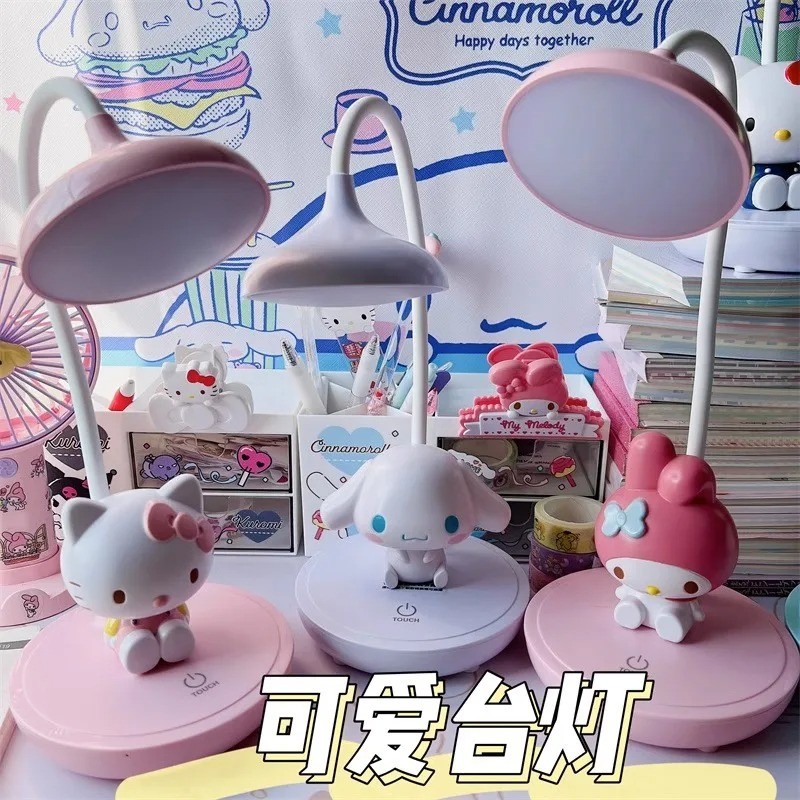 Melody LED โคมไฟตั้งโต๊ะน่ารักโคมไฟอ่านหนังสือ 3 โหมดแสงไล่ระดับสี 360° คอห่านแบบยืดหยุ่นปรับตกแต่งห้องนอนเด็กผู้หญิง