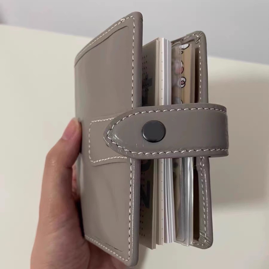 Silver Grey m5 Leather Binder Handbook ins Simple Mini Portable Student Notebook Diary