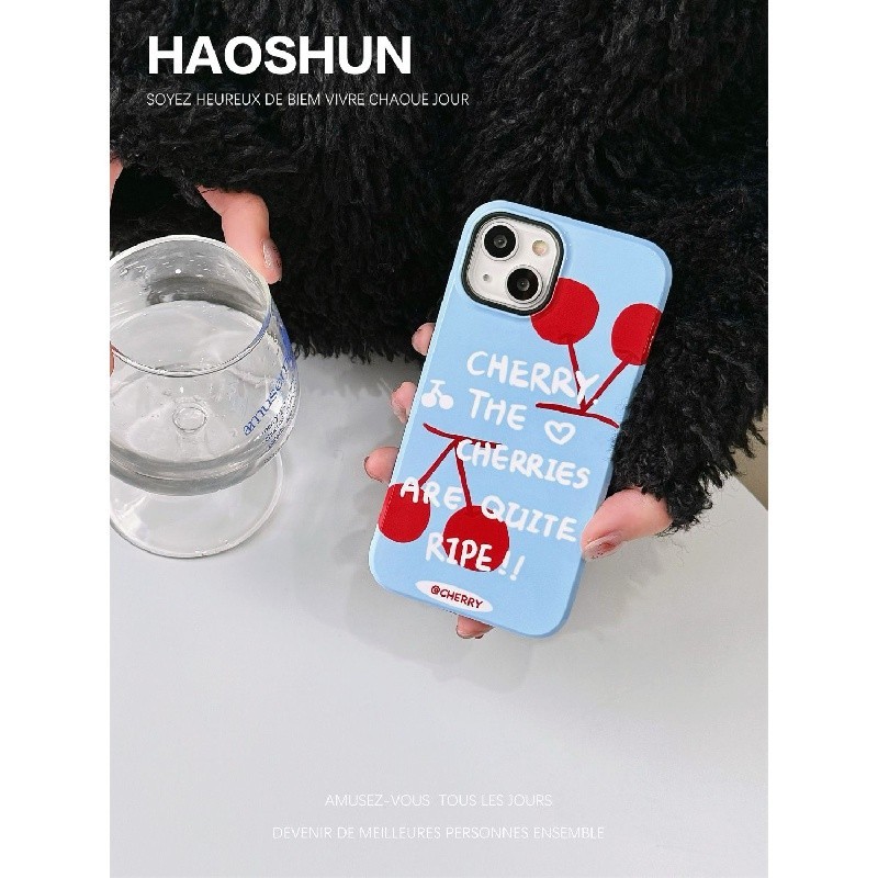 เคสโทรศัพท์มือถือ ลายนิตยสารเชอร์รี่ 2 ชั้น สําหรับ iPhone11 12 13 14 15 12Promax 13Promax 14Pro 14Promax X XS XR ASX6