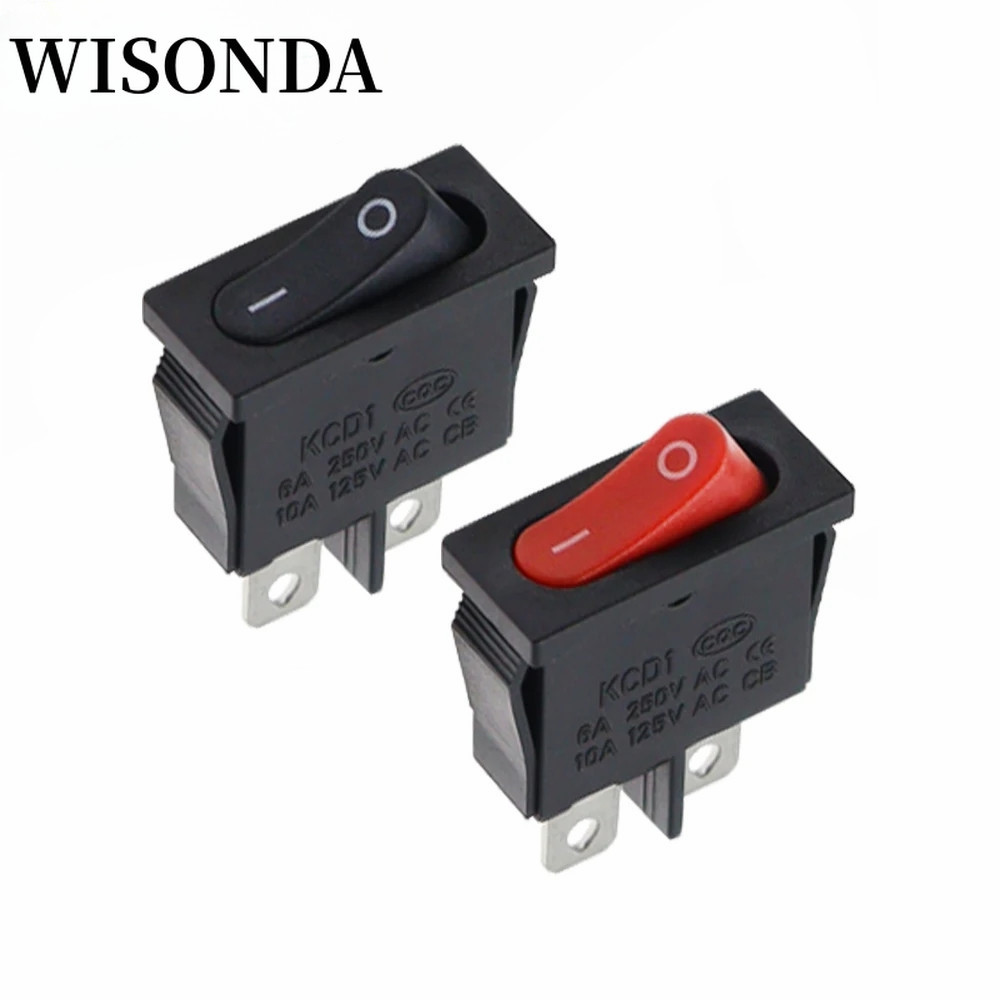 5PCS / LOT10x22mm KCD1-110 สีดํา Super Thin Rocker Switch NO/OFF 2 Pin เครื่องมือขนาดเล็กสวิตช์ไฟ