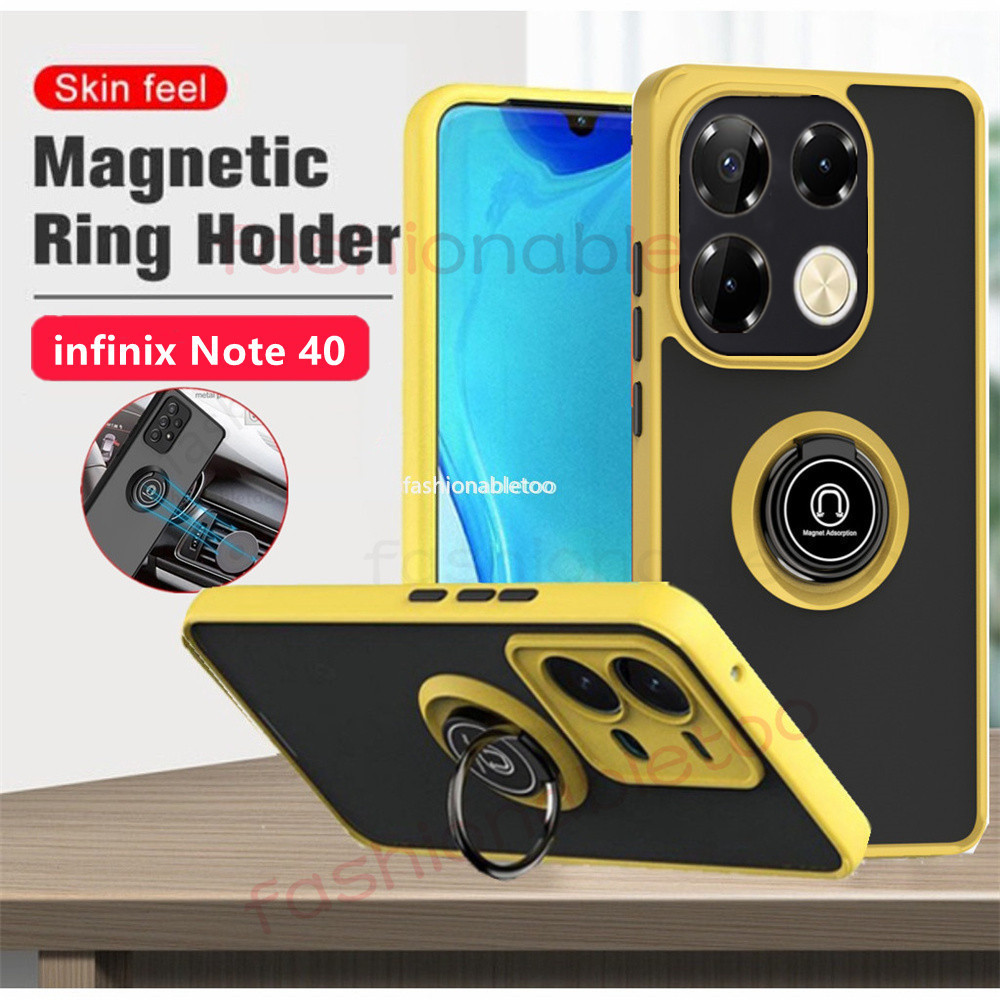 ปลอกสําหรับ Infinix Note 40 pro + 40pro + 40proplus Note40 pro Note40pro + 4G 5G Matte Ring Bracket Stand Holder เคสโทรศัพท์กันกระแทก Hard ฝาหลัง