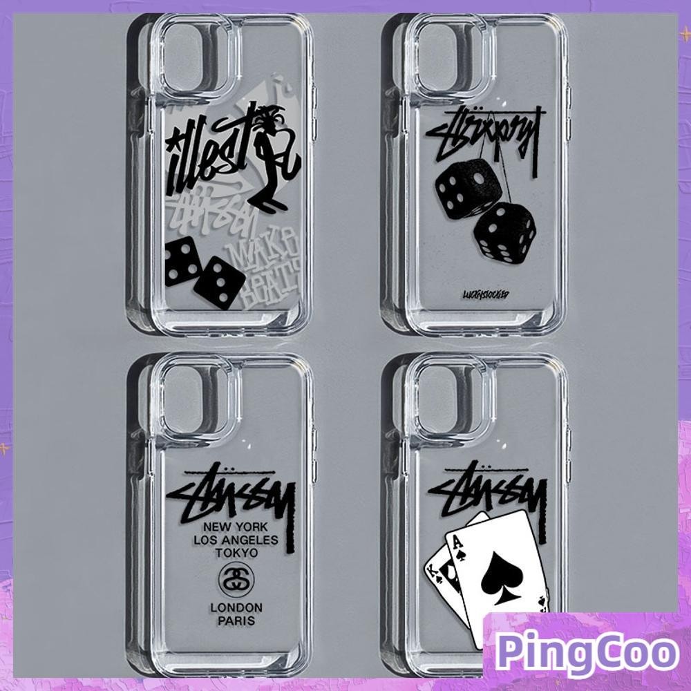 Pingcoo - สำหรับ iPhone 15 Pro Max เคสใส TPU ปุ่มชุบไฟฟ้าอ่อนป้องกันกล้องกันกระแทก โลโก้แฟชั่นเทรนดี้ เข้ากันได้กับ iPhone 14 13 12 11 XS XR 7Plus 8 Plus