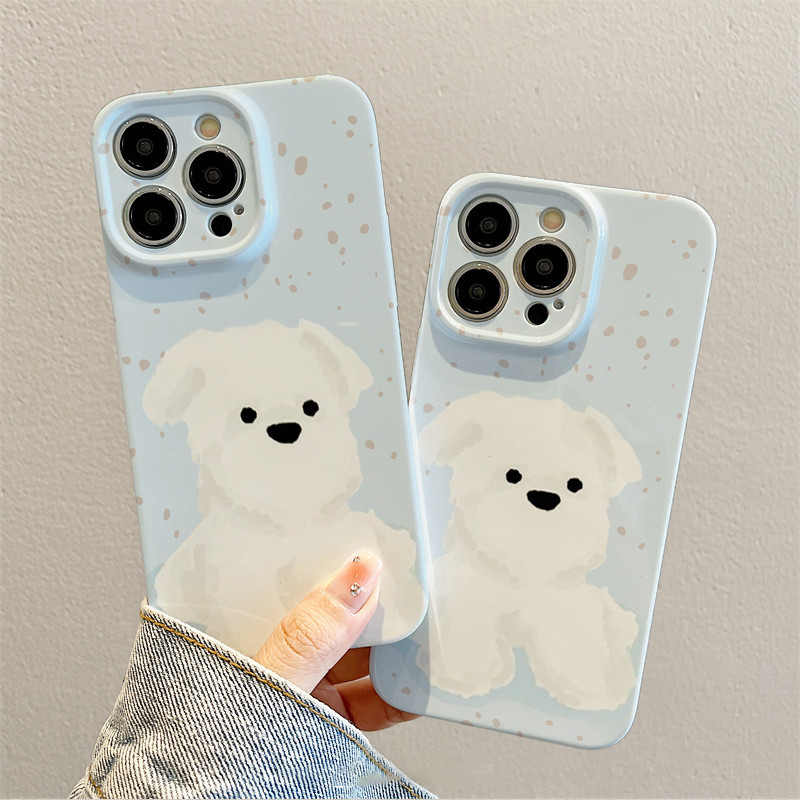 เคสโทรศัพท์มือถือแบบแข็ง กันกระแทก ลายการ์ตูนสุนัขน่ารัก สีฟ้า สําหรับ iPhone 15 14 13 12 11 pro Max se X XR XS Max 7 8 6 6s Plus