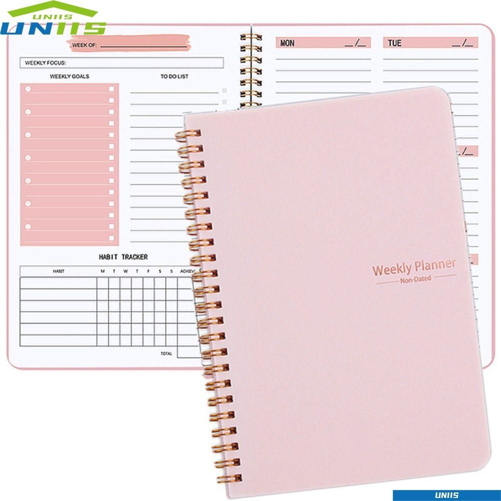 Uniis สมุดโน้ตไดอารี่ แพลนเนอร์ รายสัปดาห์ ขนาด A5 2024 52 สัปดาห์ แบบพกพา สําหรับโรงเรียน สํานักงาน