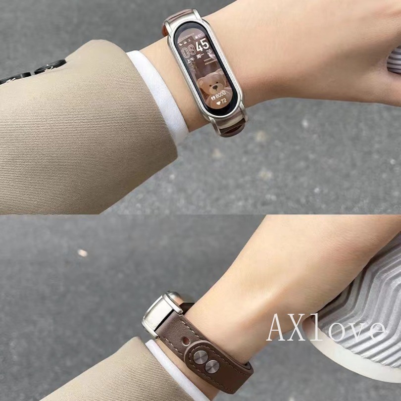 สายนาฬิกาข้อมือหนัง สําหรับ Xiaomi Mi Band 8 6 7 8 5 4 3 NFC Miband 6 Mi Band 5 6 7 8 Correa