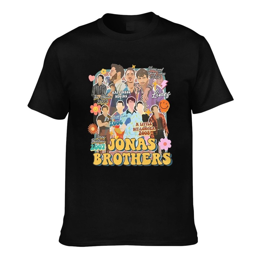 ผ้าฝ้ายแท้ Jonas Brothers เสื้อยืดลําลองผู้ชาย