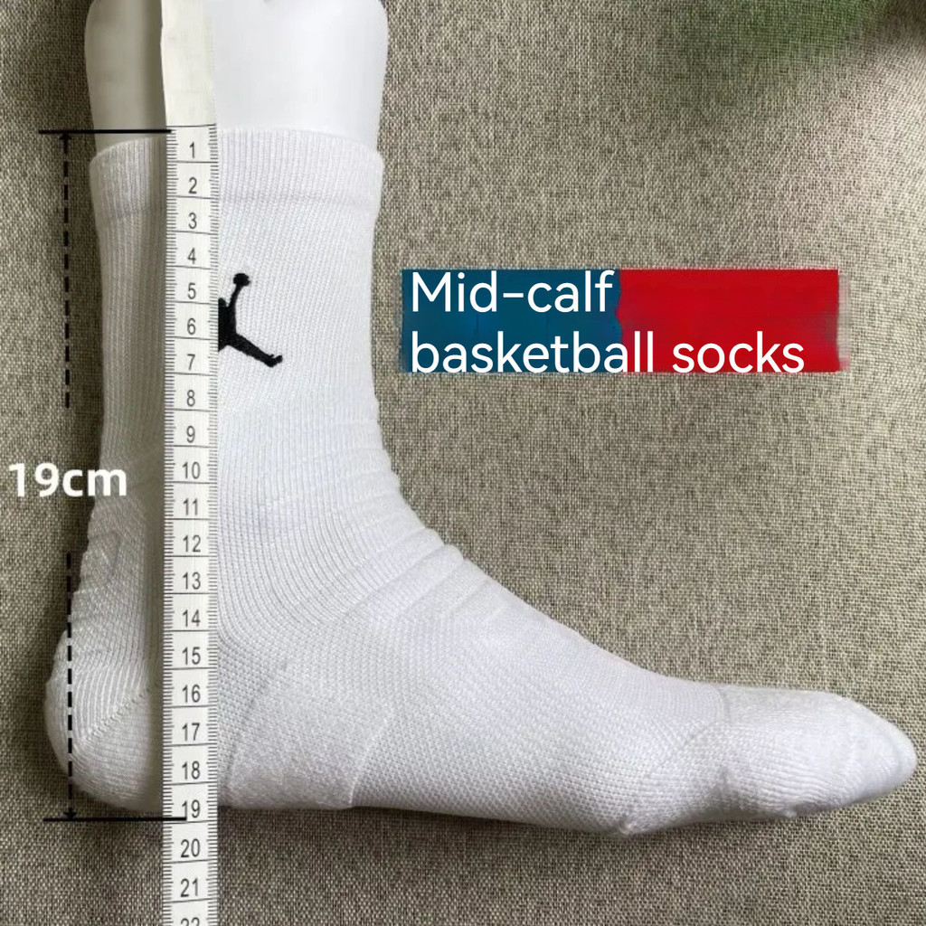 AJถุงเท้ากีฬาบาสเก็ตบอลข้อยาวและสีขาวแบบมืออาชีพสาหรับผู้ชาย