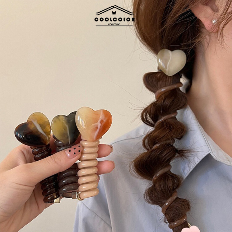 ในไทย✨เชือกผมง่ายสำหรับสุภาพสตรีสายโทรศัพท์หัวใจระดับไฮเอนด์เชือกผมหางม้า.coolcolor.th-COD