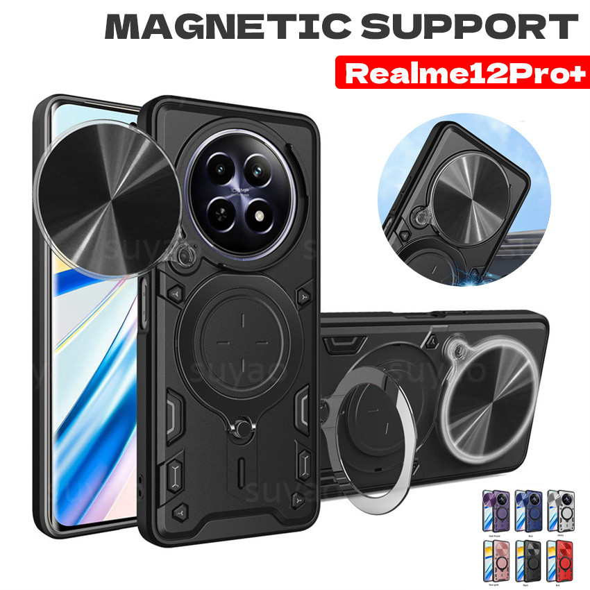 สําหรับrealme 13 12 Pro Plus 12Pro + 13 + 12 + 12X 2024 เคสโทรศัพท์ขาตั้งแหวนปลอกเกราะกล้องRealme13 + Realme12 Realme12Pro + กันกระแทกป้องกันBracket Soft TPUฝาครอบเลนส์