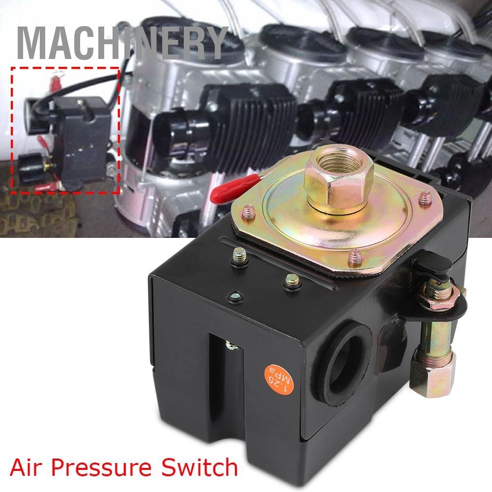 Machinery สวิตช์ความดันพอร์ตเดียว 1 ชิ้นสำหรับเครื่องอัดอากาศ 135-175PSI Heavy Duty 26Amps