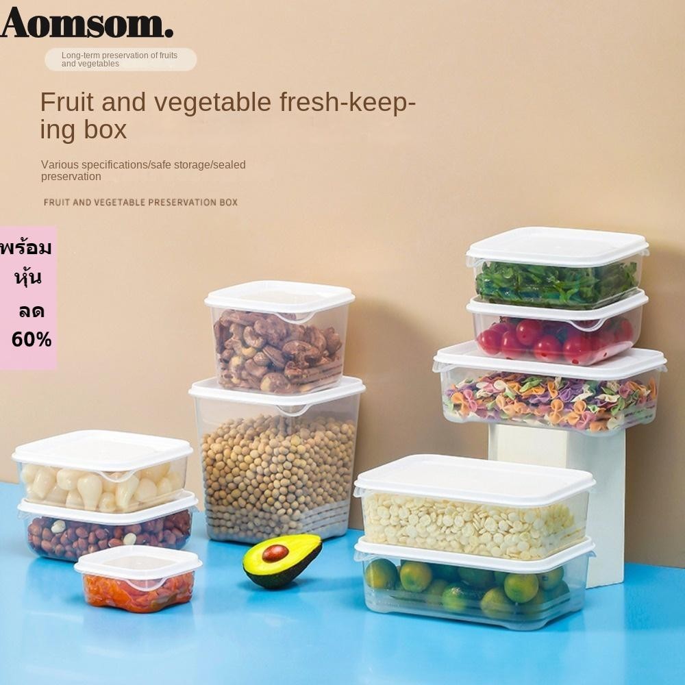 Aomsom กล่องถนอมอาหาร พลาสติกใส เกรดอาหาร ทนความร้อน ทรงสี่เหลี่ยม สําหรับไมโครเวฟ