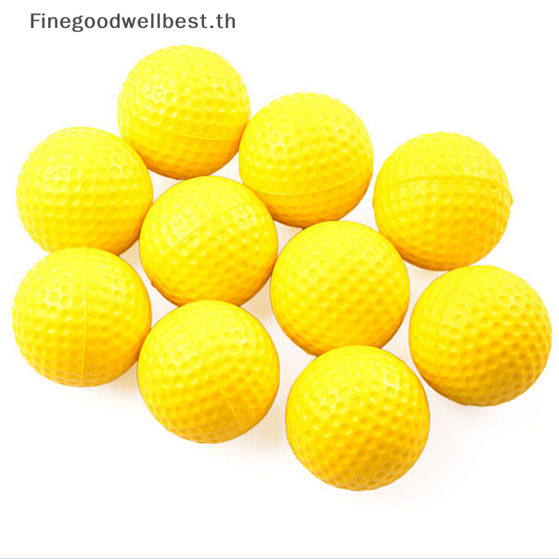 Fbth ลูกกอล์ฟพลาสติก PP ยืดหยุ่น สีเหลือง สําหรับฝึกตีกอล์ฟ 10 ชิ้น