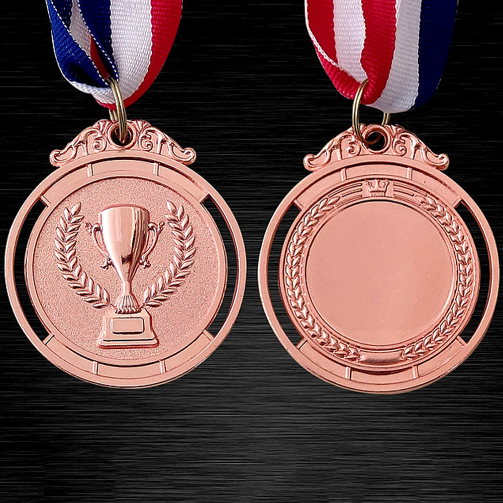 เหรียญรางวัลโลหะ 2 นิ้ว พร้อมริบบิ้นคอ สีเงิน สีทอง สีบรอนซ์ เหมาะกับของขวัญกีฬา สําหรับเด็กนักเรียน
