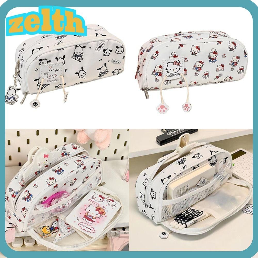 Zelth กระเป๋าเครื่องเขียน กระเป๋าดินสอ Pochacco มีซิปคู่ ความจุขนาดใหญ่ กันฝุ่น อเนกประสงค์ สําหรับนักเรียน
