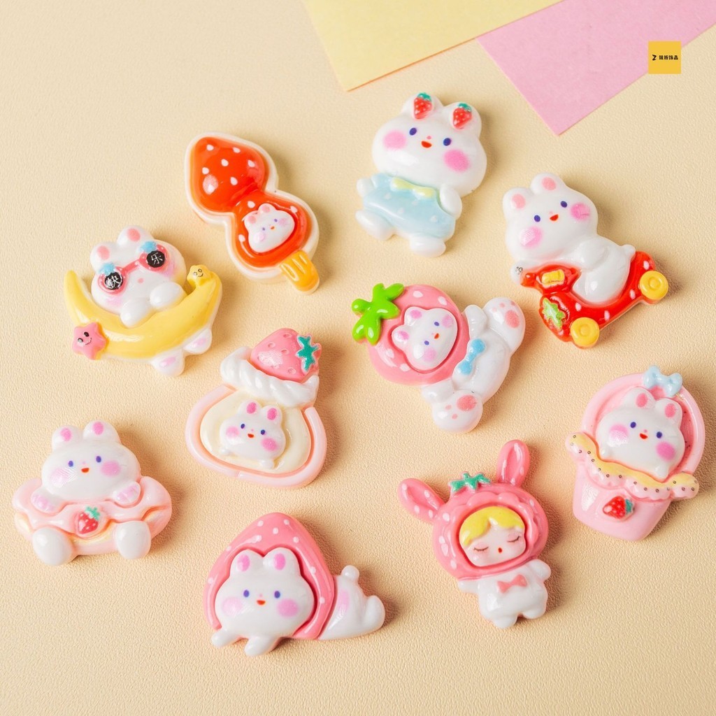 [3 #] สติกเกอร์เรซิ่น ลายการ์ตูนกระต่าย diy สําหรับติดตกแต่งเครื่องประดับ ผม เชือก เคสโทรศัพท์ ZQ