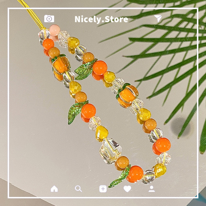 พวงกุญแจ จี้ผลไม้ สีส้ม ป้องกันการสูญหาย แบบสร้างสรรค์ สําหรับห้อยโทรศัพท์มือถือ กล้อง