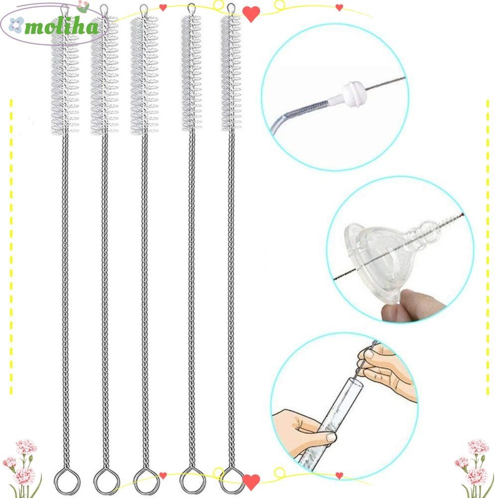 Moliha 1 ชิ ้ นแปรงทําความสะอาดหลอดแก ้ ว , เงินไนลอนขยายฟางทําความสะอาดแปรง , สแตนเลสแบบพกพาผมนุ ่ มฟางนํามาใช ้ ใหม ่