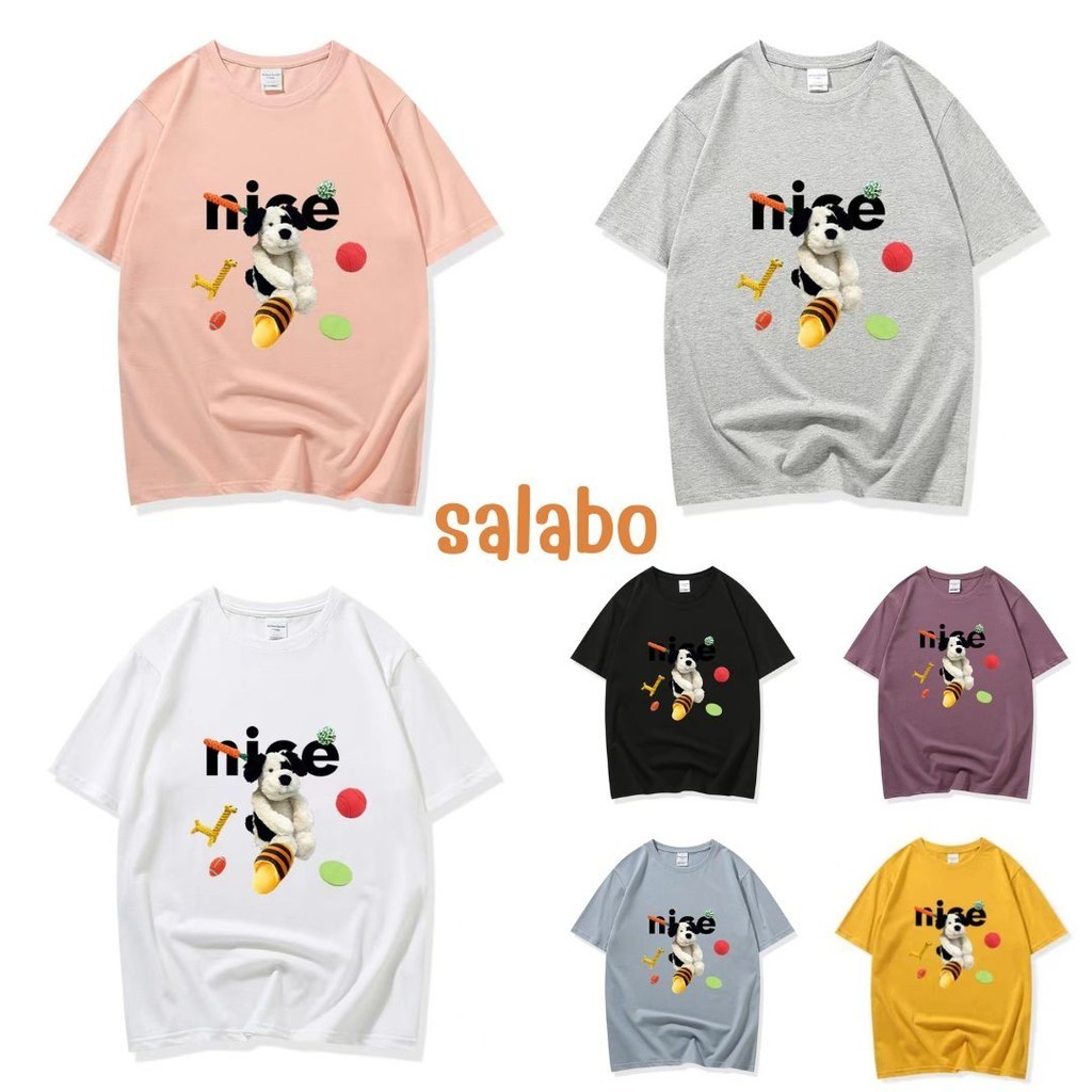 🥑Salabo🥑เสื้อยืด คอกลม แขนสั้น ผ้านิ่ม ลายตุ๊กตาน้องหมา#9649