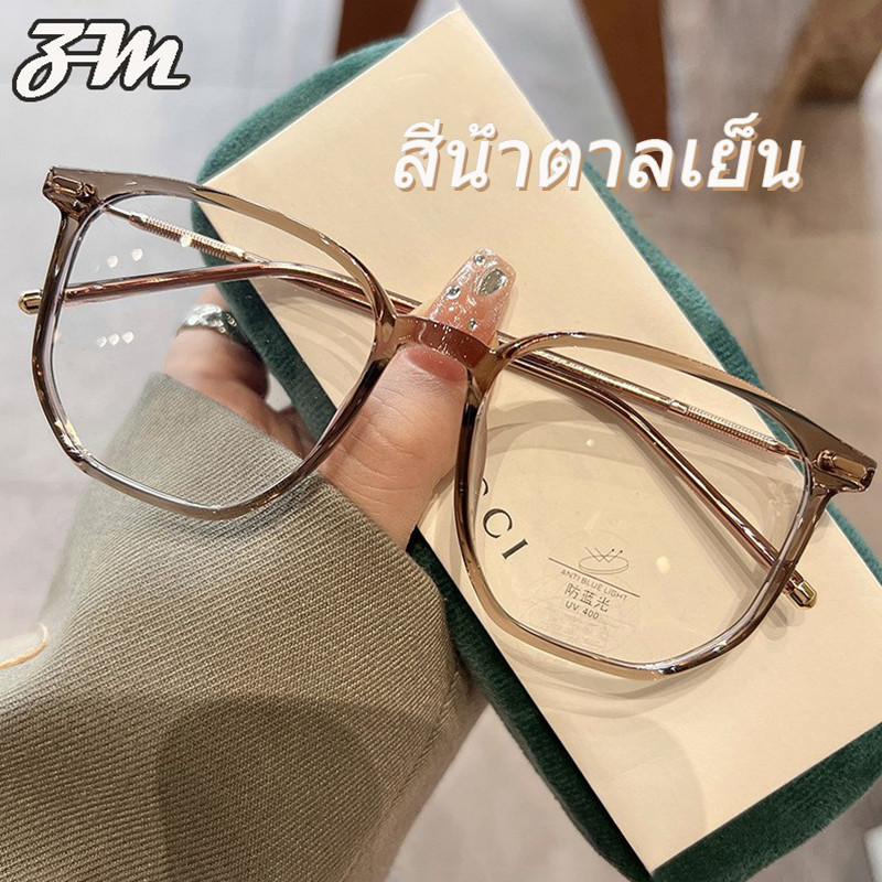 แว่นตาแฟชั่น -75°~425° แว่นตาสายตาสั้น ป้องกันแสงสีฟ้า กรอบแว่นขนาดใหญ่ แว่นตานักเรียนสไตล์เกาหลี 1801