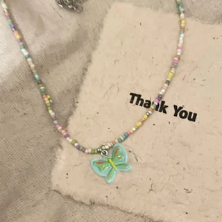 🦋ร้านไทยพร้อมส่ง🦋 สร้อยคอ สายโซ่ ประดับลูกปัด ลายผีเสื้อน่ารัก แฟชั่นฤดูร้อน สําหรับผู้หญิง N157