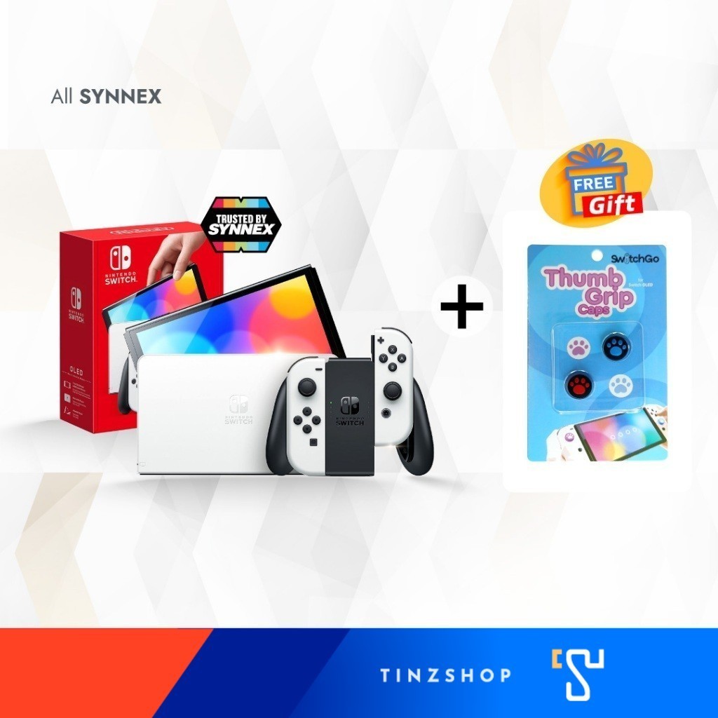 [Synnex] Tinzshop Nintendo Switch OLED White เครื่องเกม นินเทนโดสวิทช์ สีขาว ฟรี! ครอบปุ่ม SwitchGo 