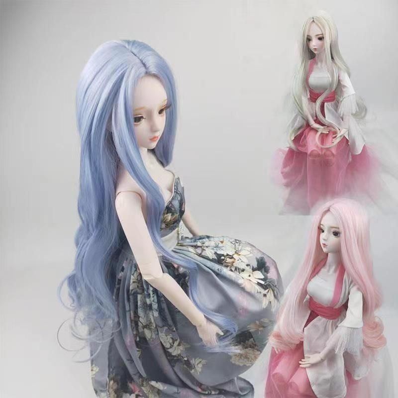 Kitimiao 3468 คะแนนตุ๊กตา bjd วิกผมผมตัวอ่อนส่วนกลางหยักหยิก sd ตุ๊กตาผมปกอุณหภูมิสูงผ้าไหมผมปลอม full top ผมหยิกของเล่น Accessor