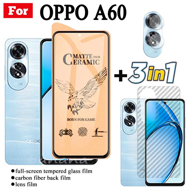 3 IN 1 OPPO A60 เซรามิคกระจกนิรภัยสําหรับ OPPO A98 A78 A58 A38 A18 A79 เลนส์กล้องกระจกป้องกันหน้าจอและฟิล์มด้านหลัง