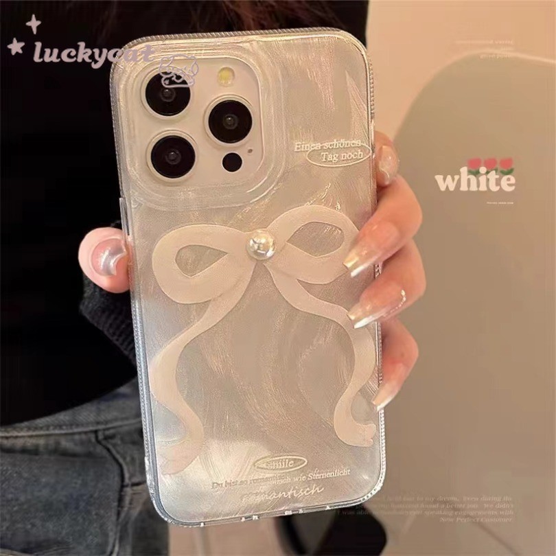 Iphone 15 14 13 12 11 Pro Max X Xr Xs Max 7 8 Plus SE2020 เคสโทรศัพท ์ Ins เรียบง ่ ายสาวหัวใจเลเซอร ์ นมไข ่ มุกสีขาวผีเสื ้ อ Clear ฝาครอบโทรศัพท ์ นุ ่ ม