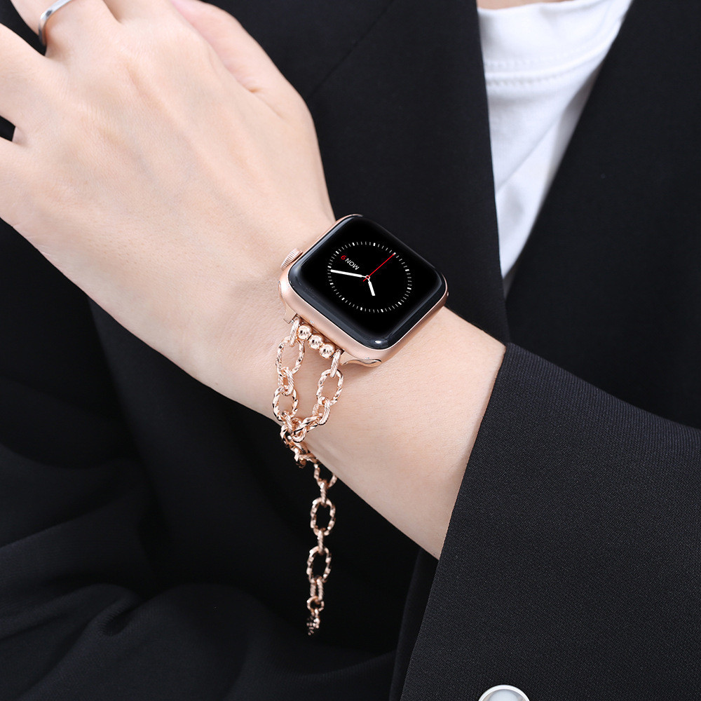 [ ข ้ อเสนอพิเศษ ] เหมาะสําหรับสายโลหะ applewatch S8 Creative Chain iwatch7/6/5/4/3 Generation Female SE Strap
