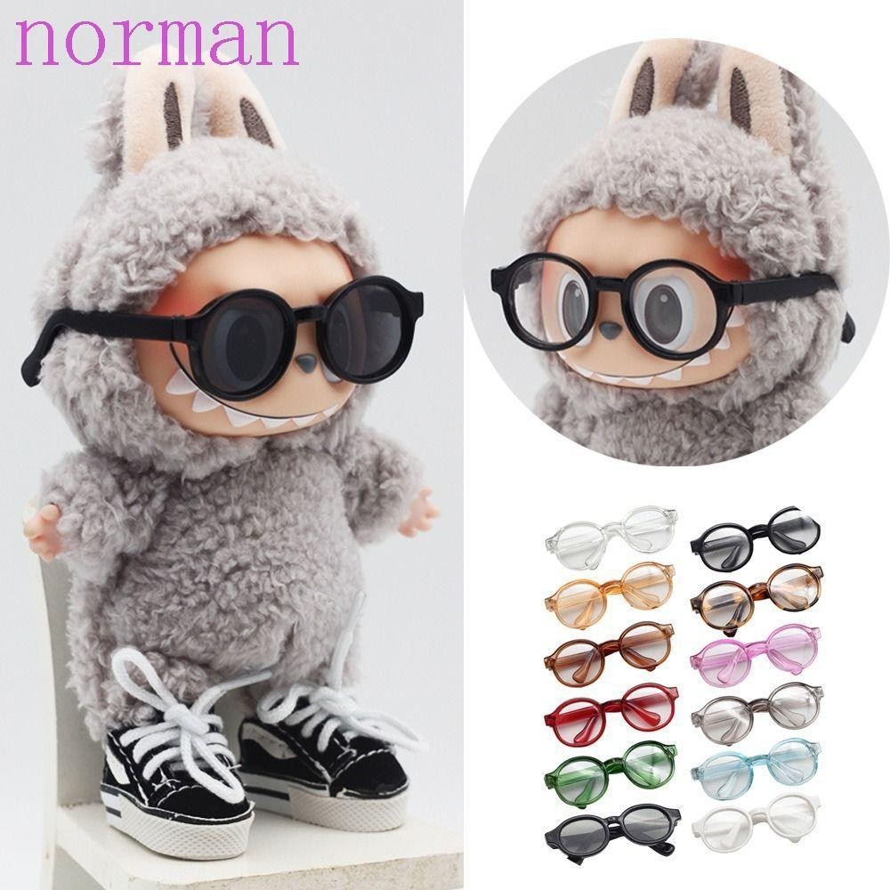 Norman Labubu Time แว่นตาพลาสติกใส ทรงกลม ขนาดเล็ก 6.5 ซม. สีแคนดี้|เครื่องประดับ ตุ๊กตาแว่นตา ขนาดเล็ก