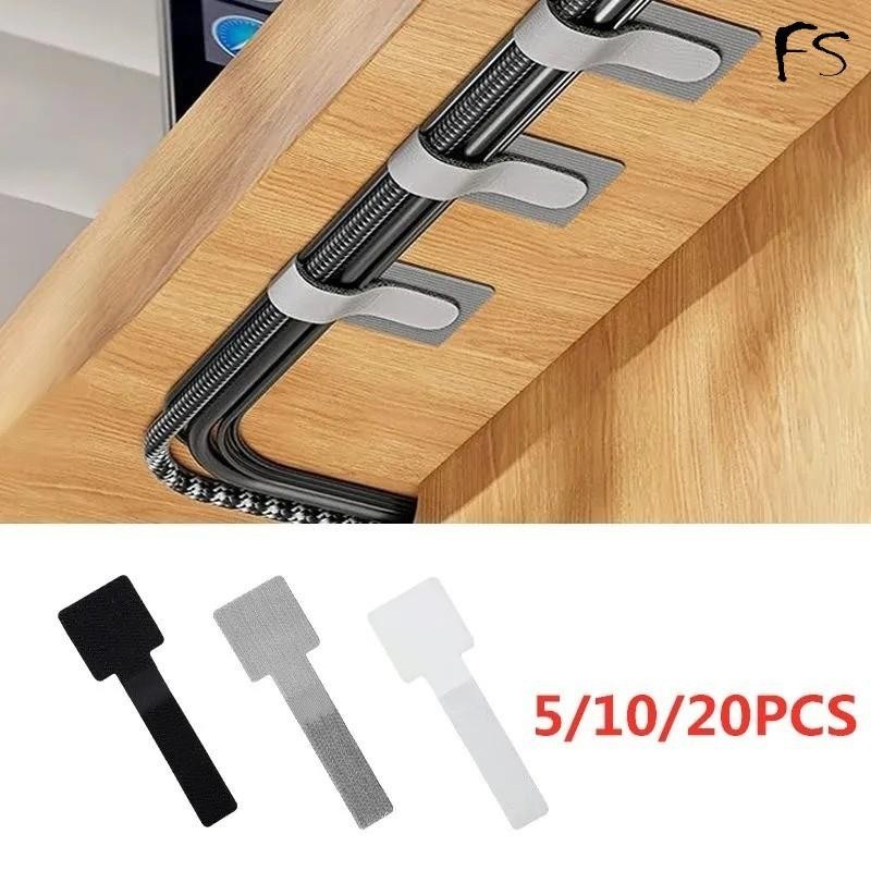 20 ชิ ้ นReusable Cable TiesยึดลวดOrganizerสายไฟเชือกผู ้ ถือกาวปรับสายไฟสายรัดโต ๊ ะการจัดการ