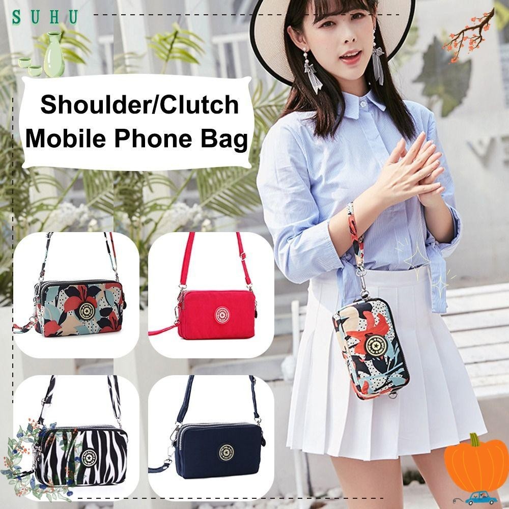 Suhu Sling Mobile Phone Bag, Canvas Zipper Crossbody Shoulder Bag, Fashion Korean with Strap Phone Pouch Women