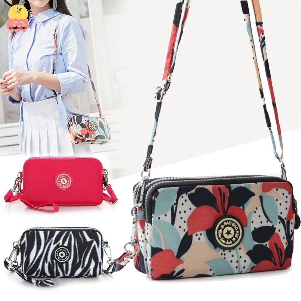 Aophekm Sling Mobile Phone Bag, with Strap Canvas Crossbody Shoulder Bag, Zipper Korean Phone Pouch Women