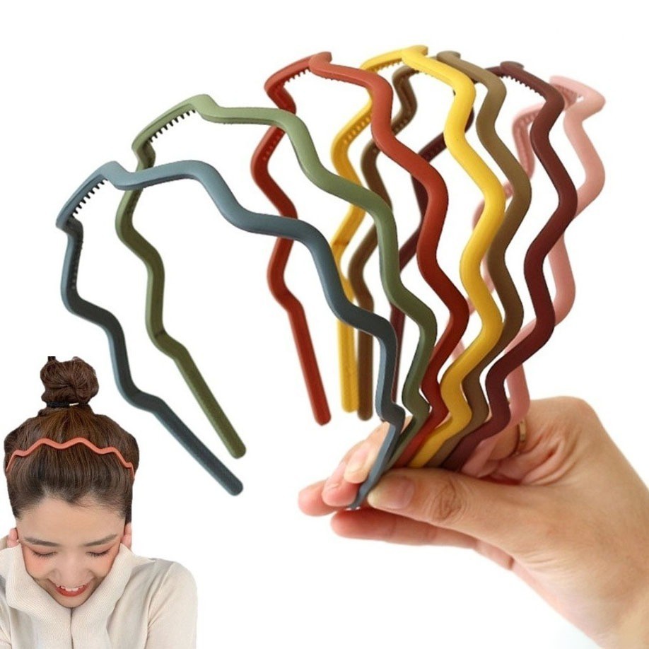 ที่คาดผม Bandana Scrunchy Doff Wave Matte Womens Korean Style Large Zigzag Motif Wave Shaped Headban