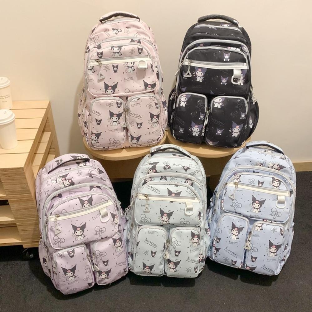 Sevenhome3e Kuromi กระเป๋าเป้สะพายหลัง, Cinnamoroll Pachacco Melody กระเป๋านักเรียน, Unique Pompompurin Nylon ความจุขนาดใหญ่น่ารักกระเป๋าสะพายเด็กแพ็ค