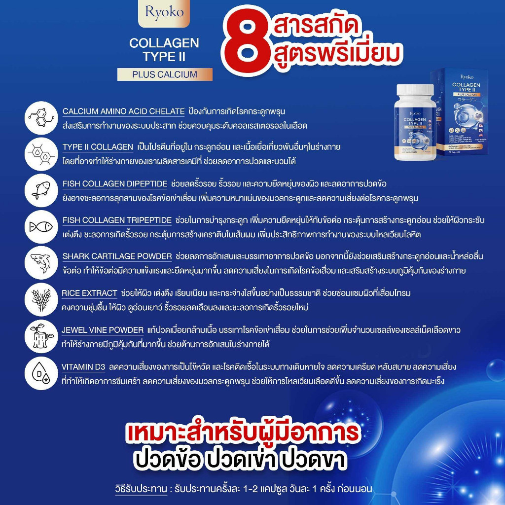 🦌(ในไลฟ์290) 1แถม1 Ryoko Collagen Type || Plus Calcium เรียวโก๊ะ คอลลาเจนไทป์ทู แคลเซียม ข้อกระดูก