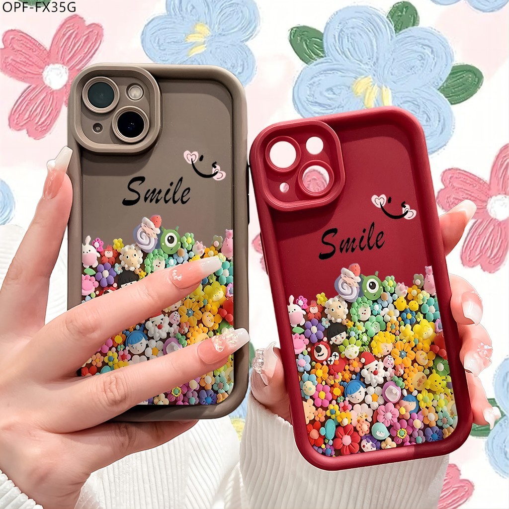 OPPO F11 F9 Find X5 X3 Pro 5G เคสออปโป้ สำหรับ Case Colorful Summer Flowers Cartoon Figure เคสโทรศัพท์ Angel Eyes Ladder Cover