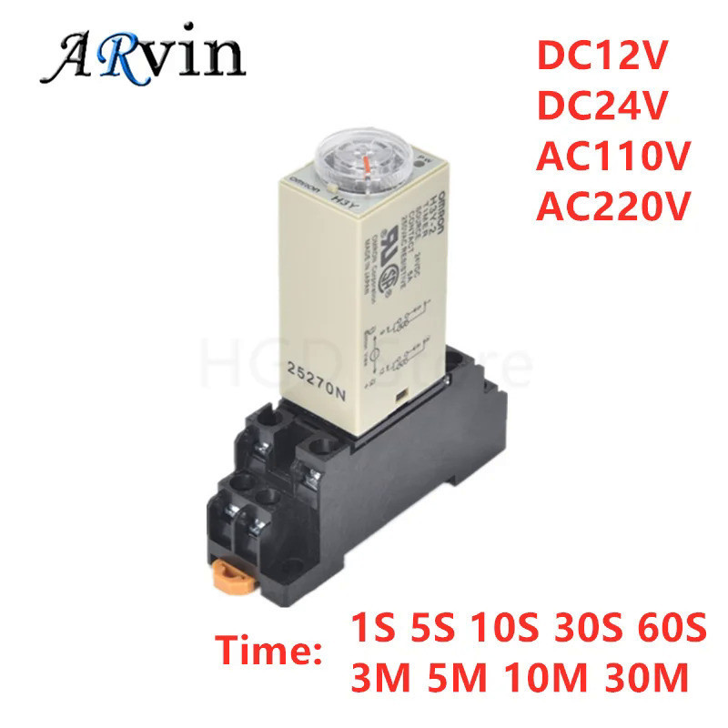 1 ชุด H3Y-2 DC 12V 24V/AC 110V 220V Delay Timer Time Relay 0-1s 5s 10s 30s 60second 0-30Minute พร้อม