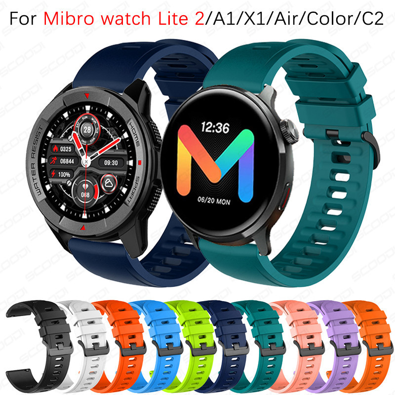 ซิลิโคนนุ่มเปลี่ยนสายนาฬิกาสําหรับ Mibro Watch Lite 2 / C3 / A2 / A1 / X1 / Air / สี / C2 กีฬาสร้อยข้อมือสายนาฬิกาอัจฉริยะ
