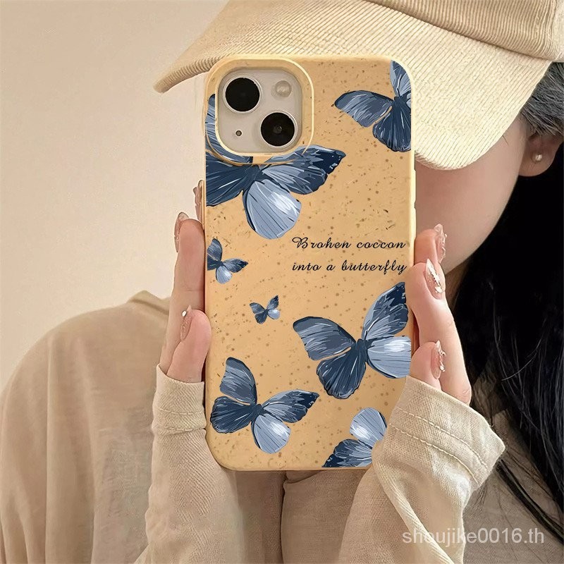 ผีเสื ้ อคุณภาพสูงเหมาะสําหรับ apple15 14เคสโทรศัพท ์ นิ ่ ม shelliphone13 12 11promaxanti-fall8plusxr xwheat shell J1DB