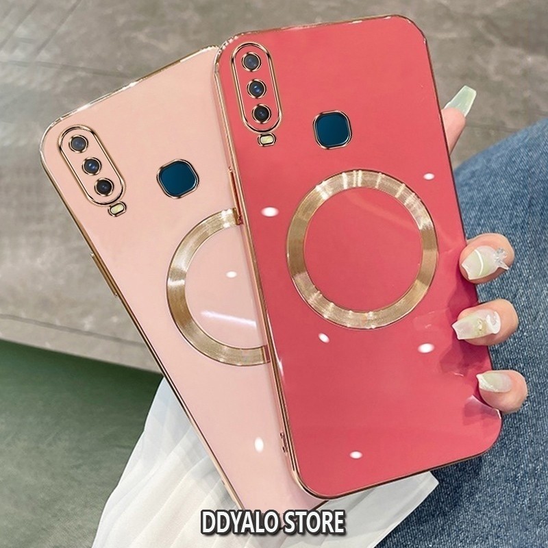 ปลอกสําหรับ vivo Y11 Y12 Y15 Y17 Y19 กรณี Electroplated ซิลิโคน TPU เคสโทรศัพท์พร้อมแม่เหล็กดูดที่เรียบง่ายนุ่มกรณีชุบ Squaer ขอบฝาครอบ