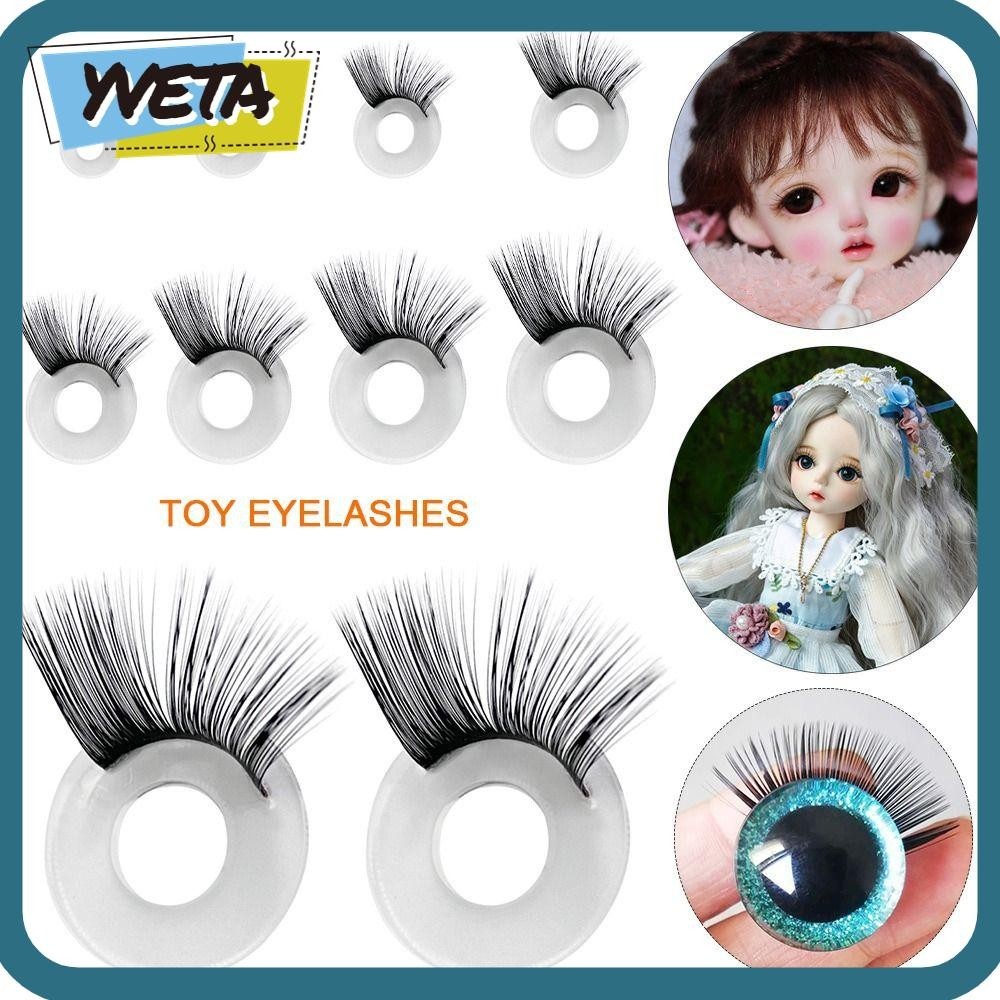 Yveta ตุ๊กตาขนตา,สีดํา 9-30 มม.ขนตาปลอม, DIY ทําซ่อมตุ๊กตาทํามือแกล้งทําเป็นเล่นของเล่นสําหรับ Blyth