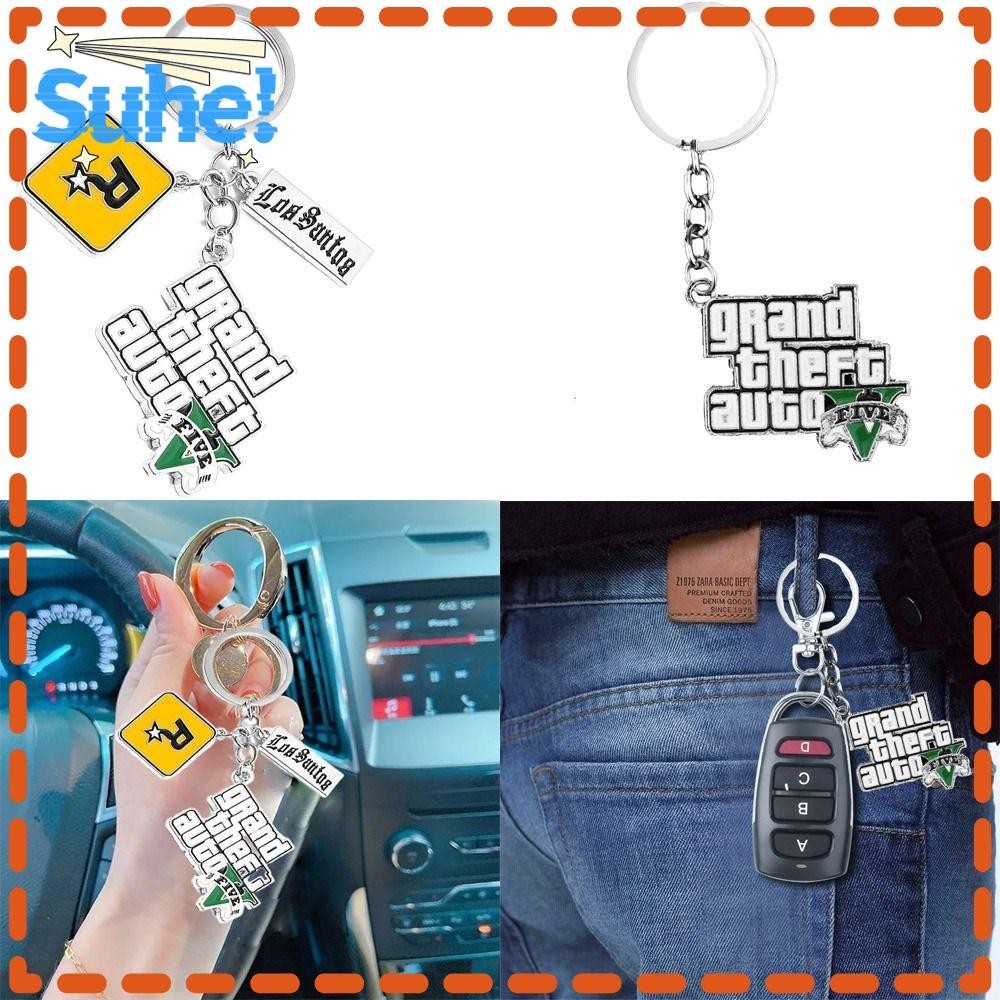 Suhe Key Holder, พวงกุญแจกระเป ๋ าจี ้ เกม PS4 GTA5 พวงกุญแจ , จี ้ รถแฟนของขวัญ GTA V Grand Theft Auto แฟชั ่ นเครื ่ องประดับผู ้ ชายผู ้ หญิง
