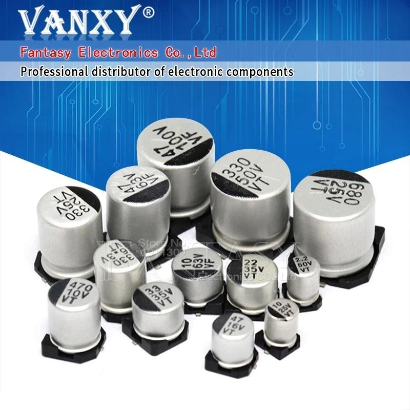 10pcs SMD 10V 16V 25V 35V 47UF 50V 100UF 220UF 470UF 1000UF 10UF 22UF 330UF 2200UF 150UF อลูมิเนียม 