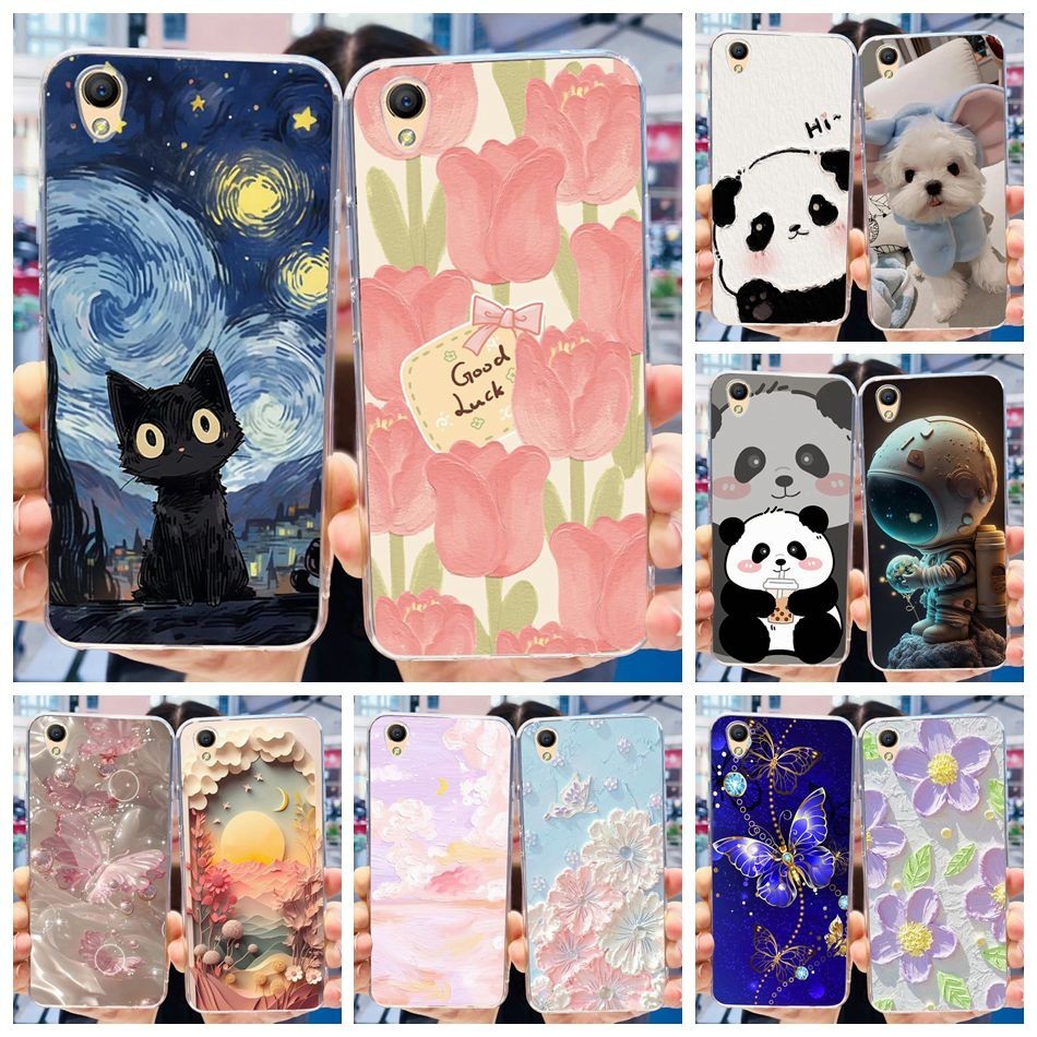 Oppo A37 A37f A37fw A37m น ่ ารักแมวแพนด ้ าดอกไม ้ ทาสีซิลิโคนนุ ่ ม TPU เคสโทรศัพท ์