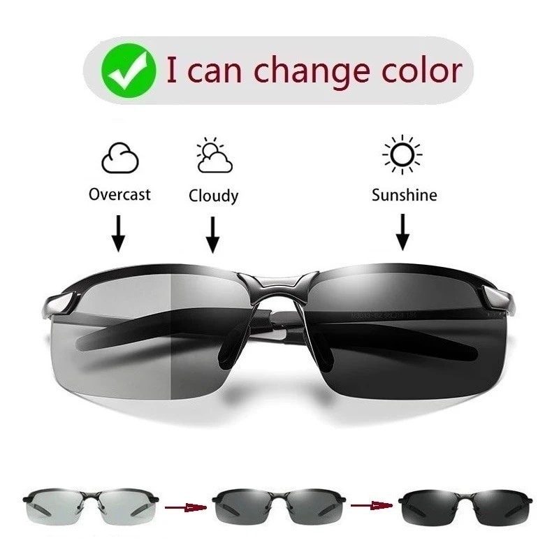 BC Photochromic Sunglasses Men Polarized Chameleon Glasses Male Change Color Sun Glasses Day Night Vision Driving Eyewea