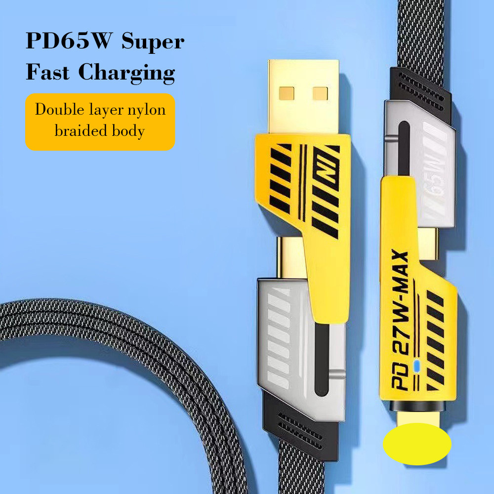 65W PD สายชาร์จเร็ว สายชาร์จ USB Type-C Type C ถึง Type c สายเคเบิลข้อมูล USB A ถึง USB C IOS ความยาว 1 เมตร