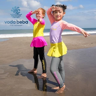 VODA BEBA กางเกงว่ายน้ำ กางเกงออกกำลังกายเด็กน่ารัก กางเกงชายหาด เด็ก ขาสั้น สีพื้น