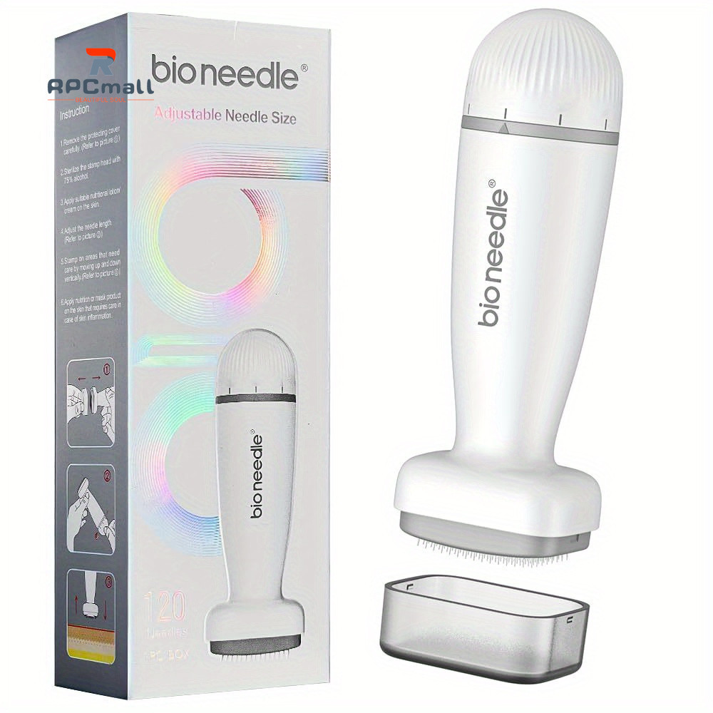 120Pin Bio เข็ม Derma แสตมป์ปรับความยาวเข็ม Skincare Beard Growth Scalp Hair Re-Growth Acne Scar