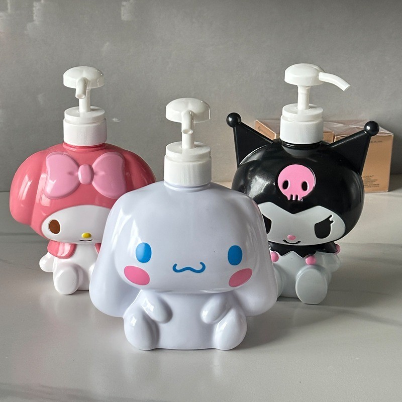 750ml Sanrio สบู่ขวด Hello Kitty Cinnamoroll Girly Heart ขวดกด Kuromi My Melody ห้องน้ําเจลอาบน้ําแชมพูขวดจ่าย